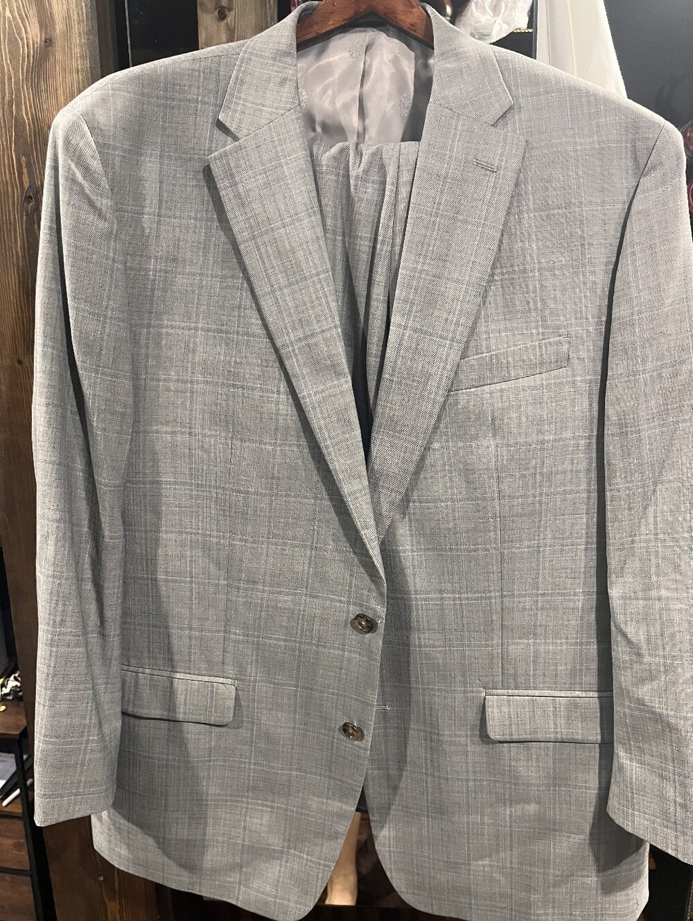 Ralph Lauren Light Gray Windowpane Suit Blazer*Never Worn, Room For Alterations*